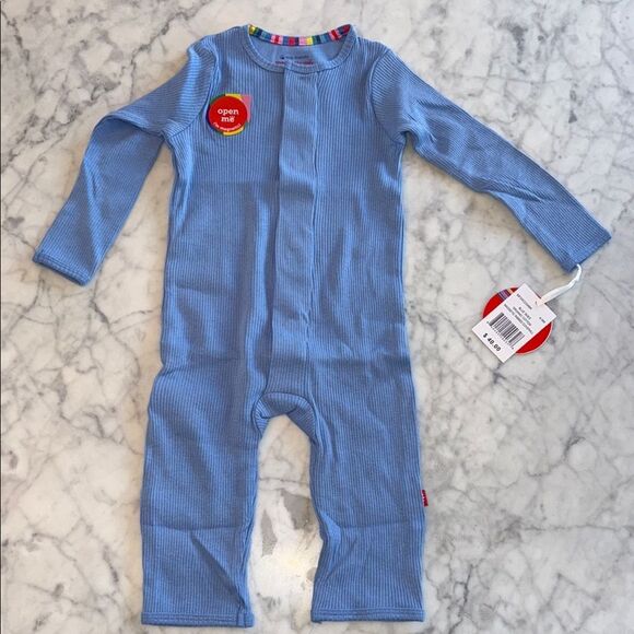 NWT Magnetic Me Blue Organic Ribbed Coverall One Piece - Picture 1 of 7
